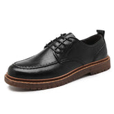 Tooling Casual Leather Shoes All-matching British Leather Shoes  Adomoo